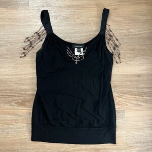 Vintage USA Bebe Black Beaded Cami